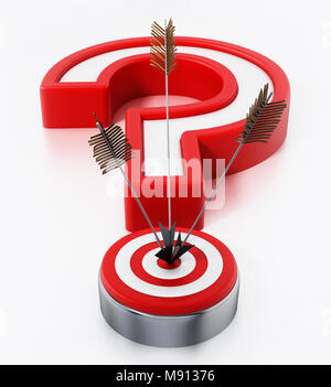 Arrows hit on target forming a question mark. 3D illustration. Stock Photo