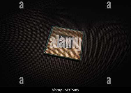 CPU or Central Processing Unit on black background Stock Photo