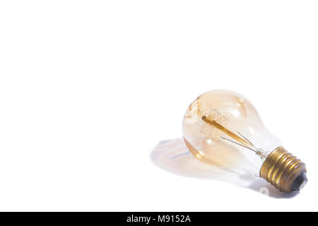 Blurred of vintage light blub on the white background. Stock Photo