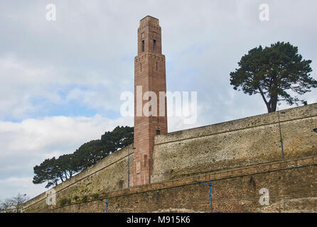 The Naval World War I Monument overlooking Brest Harbour, in Brittany, France, one cloudy Spring day after recent rain.. Stock Photo