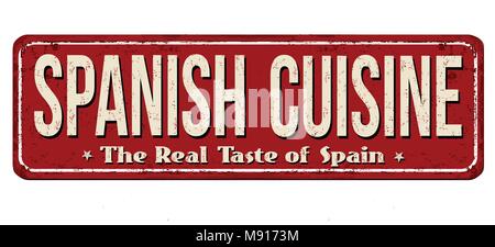 Spanish cuisine vintage rusty metal sign on a white background, vector illustration Stock Vector