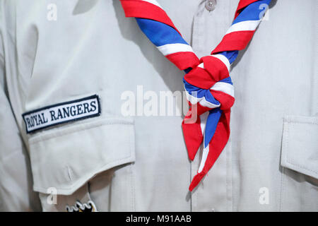 Boy wearing scout scarf. Close-up.  Strasbourg. France. Stock Photo