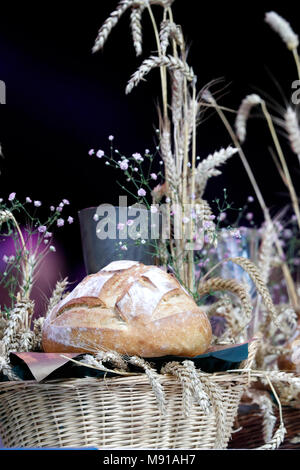 Protestant celebration at the Zenith of Strasbourg.  Bread fand wine or  Holy communion.  Strasbourg. France. Stock Photo