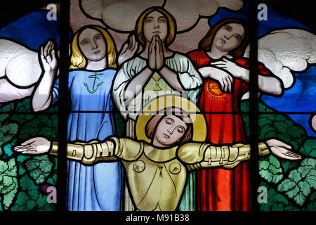 Maurice Denis museum, Saint Germain en Laye, France. Maurice Denis, Jeanne d'Arc (Joan of ark) stained glass. Stock Photo