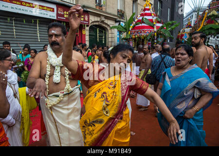 Ganesh festival in Paris. Woman dancing. France. Stock Photo