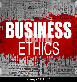 Business ethics word cloud. Creative illustration of idea word lettering typography . 3D rendering. Stock Photo