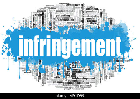 Infringement word cloud concept on white background, 3d rendering. Stock Photo