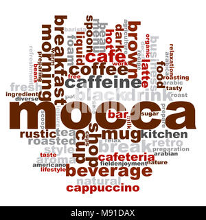 Mocca word cloud. Creative illustration of idea word lettering typography . 3D rendering. Stock Photo