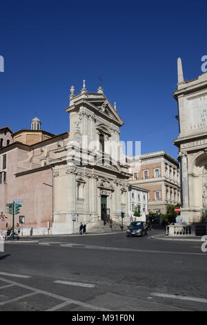 The Baroque church of Santa Maria della Vittoria on the Via Venti Septembre and the corner of Santa Susanna in Rome, Italy Stock Photo