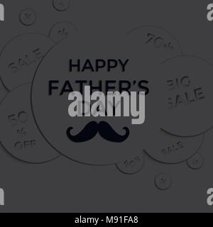 Happy Father's Day sale. Black vector illustration for promotion, poster, flyer, discount card, shopping template, price label, blog, social media, ma Stock Vector