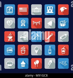 4th Of July Icons Flat Design Stock Vector