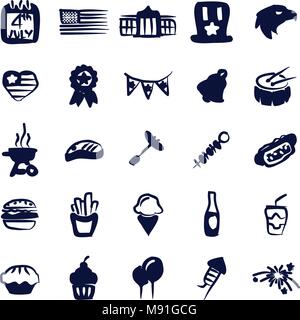 4th Of July Icons Freehand Fill Stock Vector