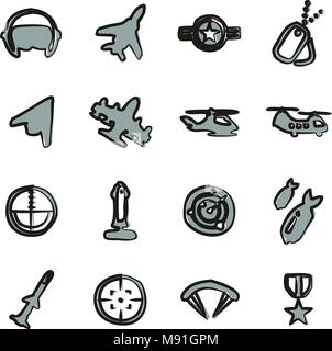 Air Force Icons Freehand 2 Color Stock Vector