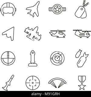 Air Force or Military or Army Icons Thin Line Vector Illustration Set Stock Vector