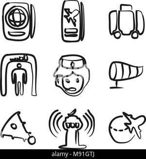 Airport Icons Freehand Stock Vector