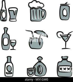 Alcohol Icons Freehand Stock Vector Image & Art - Alamy
