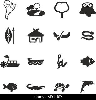 Amazon Rainforest Icons Stock Vector