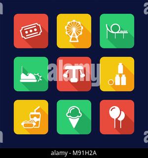 Flat design amusement park icon set in ui colors. Vector illustration ...