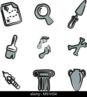 Archaeology Icons Freehand 2 Color Stock Vector