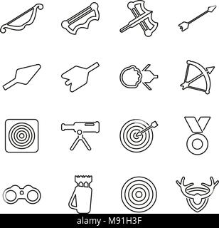 Archery Equipment for Sport or Hobby Icons Thin Line Vector Illustration Set Stock Vector