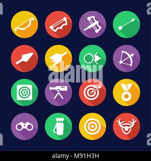 Archery Icons Flat Design Circle Stock Vector