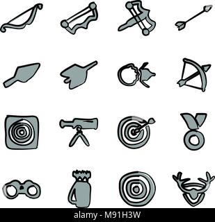 Archery Icons Freehand 2 Color Stock Vector