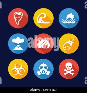 Armageddon Icons Flat Design Circle Stock Vector