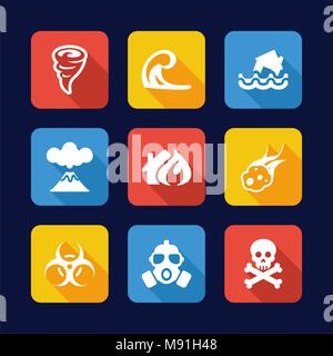Armageddon Icons Flat Design Stock Vector