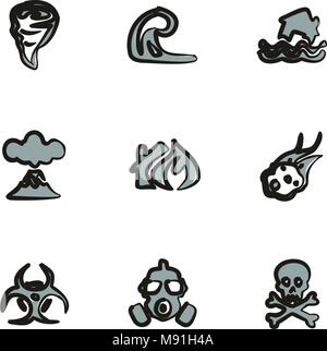 Armageddon Icons Freehand 2 Color Stock Vector