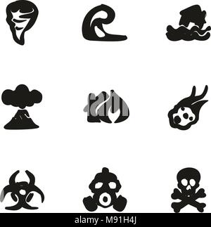 Armageddon Icons Freehand Fill Stock Vector