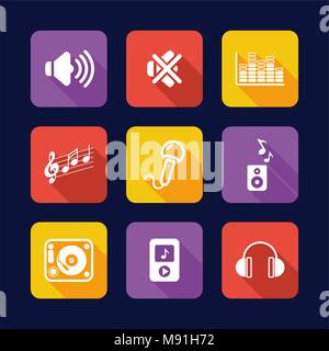 Audio Icons Flat Design Stock Vector