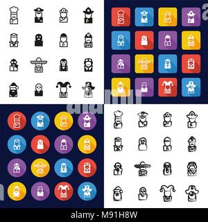 Avatar or Profile Picture Icons Set 1 Thin Line Vector Illustration Set Stock Vector
