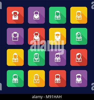 Avatar Icons Famous Scientists Thin Line Vector Illustration Set Stock Vector