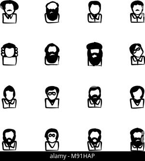 Avatar Icons Famous Scientists Thin Line Vector Illustration Set Stock Vector