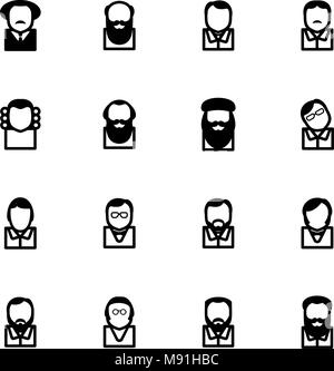 Avatar Icons Famous Scientists Thin Line Vector Illustration Set Stock Vector