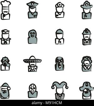 Avatar or Profile Picture Icons Set 1 Thin Line Vector Illustration Set Stock Vector