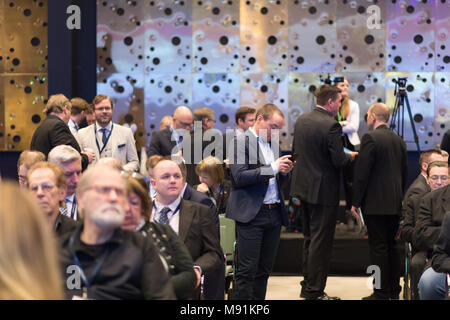 Stockholm, Sweden, March 17, 2018. Sweden Democrats (SD) Election Conference 2018. Kent Ekeroth was not on the parliamentary list and will not (after  Stock Photo