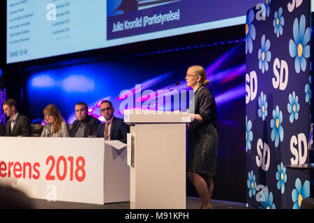 Stockholm, Sweden, March 17, 2018. Sweden Democrats (SD) Election Conference 2018. Julia Kronlid, Member of the Swedish Democratic Party board and MP. Stock Photo