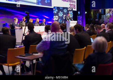 Stockholm, Sweden, March 17, 2018. Sweden Democrats (SD) Election Conference 2018. Speech Jimmie Akesson, Party Leader. Stock Photo