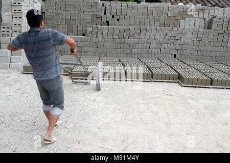 Concrete blocks factory.  Bac Son. Vietnam. Stock Photo