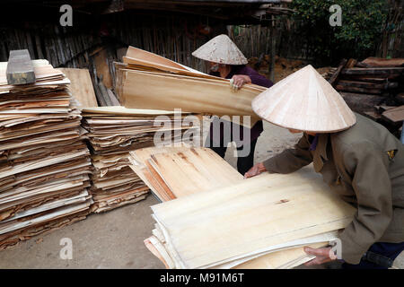 Workers in wood factory.  Bac Son. Vietnam. Stock Photo