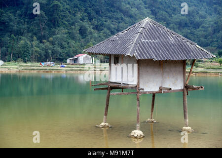 Small house on lake. Bac Son. Vietnam. Stock Photo