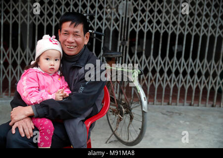 Father and daughter.  Bac Son. Vietnam. Stock Photo