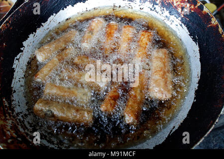Vietnamese food. Fried spring rolls.  Hanoi. Vietnam. Stock Photo