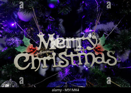 Christmas market.  Christmas tree with decorations.  Hanoi. Vietnam. Stock Photo