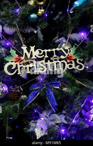 Christmas market.  Christmas tree with decorations.  Hanoi. Vietnam. Stock Photo