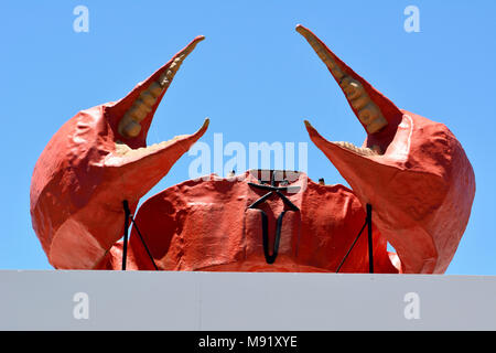 Miriam Vale, Queensland, Australia - December 17, 2017. Closeup of the Big Crab structure on the roof of same name restaurant in Miriam Vale. Stock Photo