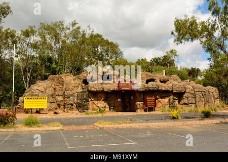 Rockhampton, Queensland, Australia - December 27, 2017. Exterior view of Dreamtime aboriginal cultural centre in Rockhampton, QLD, with vegetation. Stock Photo