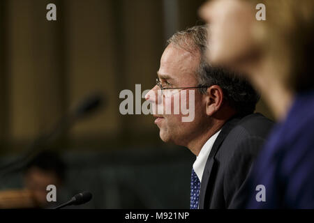 Washington, District of Columbia, USA. 21st Mar, 2018. Michael Y. Scudder speaks during his confirmation hearing to become a United States Federal Judge before the Senate Judiciary Committee on Capitol Hill in Washington, DC on March 21, 2018. Credit: Alex Edelman/CNP Credit: Alex Edelman/CNP/ZUMA Wire/Alamy Live News Stock Photo