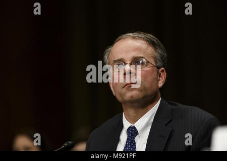 Washington, District of Columbia, USA. 21st Mar, 2018. Michael Y. Scudder speaks during his confirmation hearing to become a United States Federal Judge before the Senate Judiciary Committee on Capitol Hill in Washington, DC on March 21, 2018. Credit: Alex Edelman/CNP Credit: Alex Edelman/CNP/ZUMA Wire/Alamy Live News Stock Photo